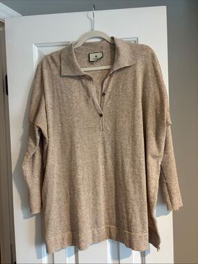 Tuckernuck Beige Collared V-Neck Pullover